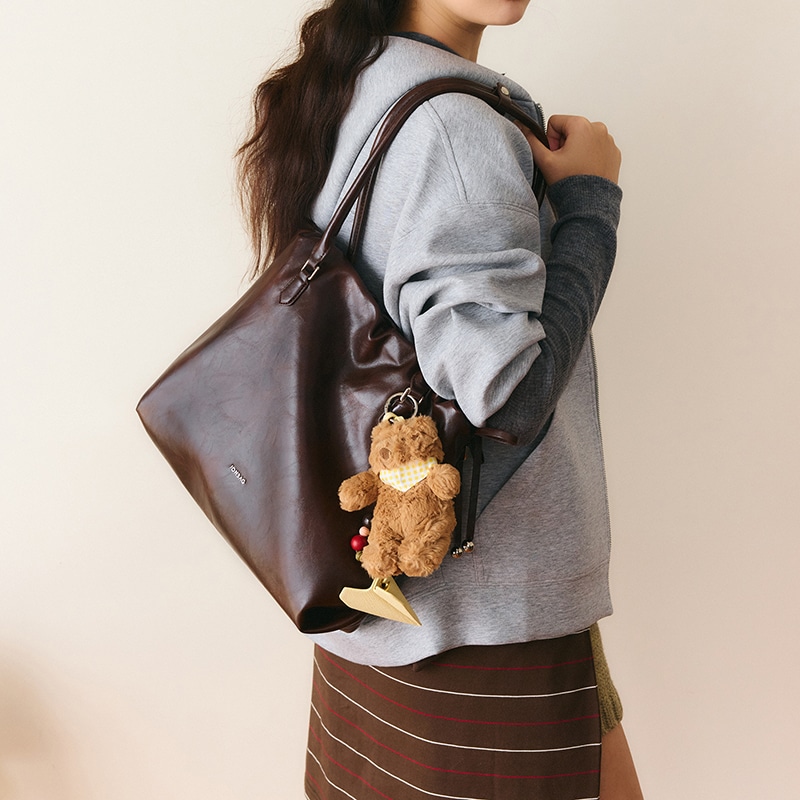 Jonbag Pleated Tote Bag Brown — фото 5