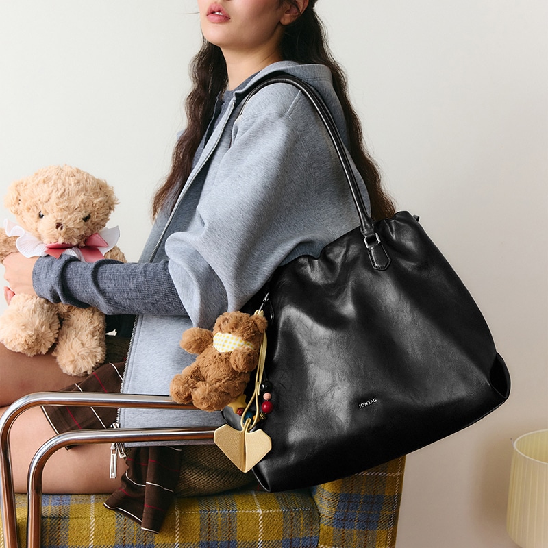 Jonbag Pleated Tote Bag Brown — фото 11