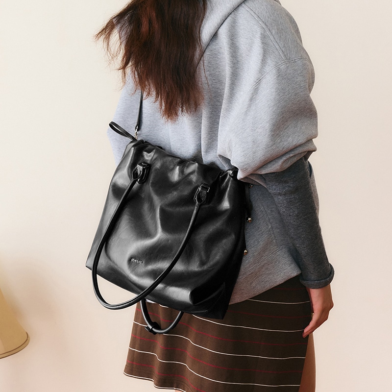 Jonbag Pleated Tote Bag Brown — фото 8
