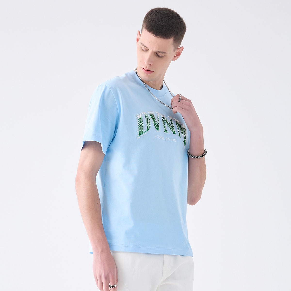 David Naman SS24 Cotton Colorblock Embroidered Tee — фото 6