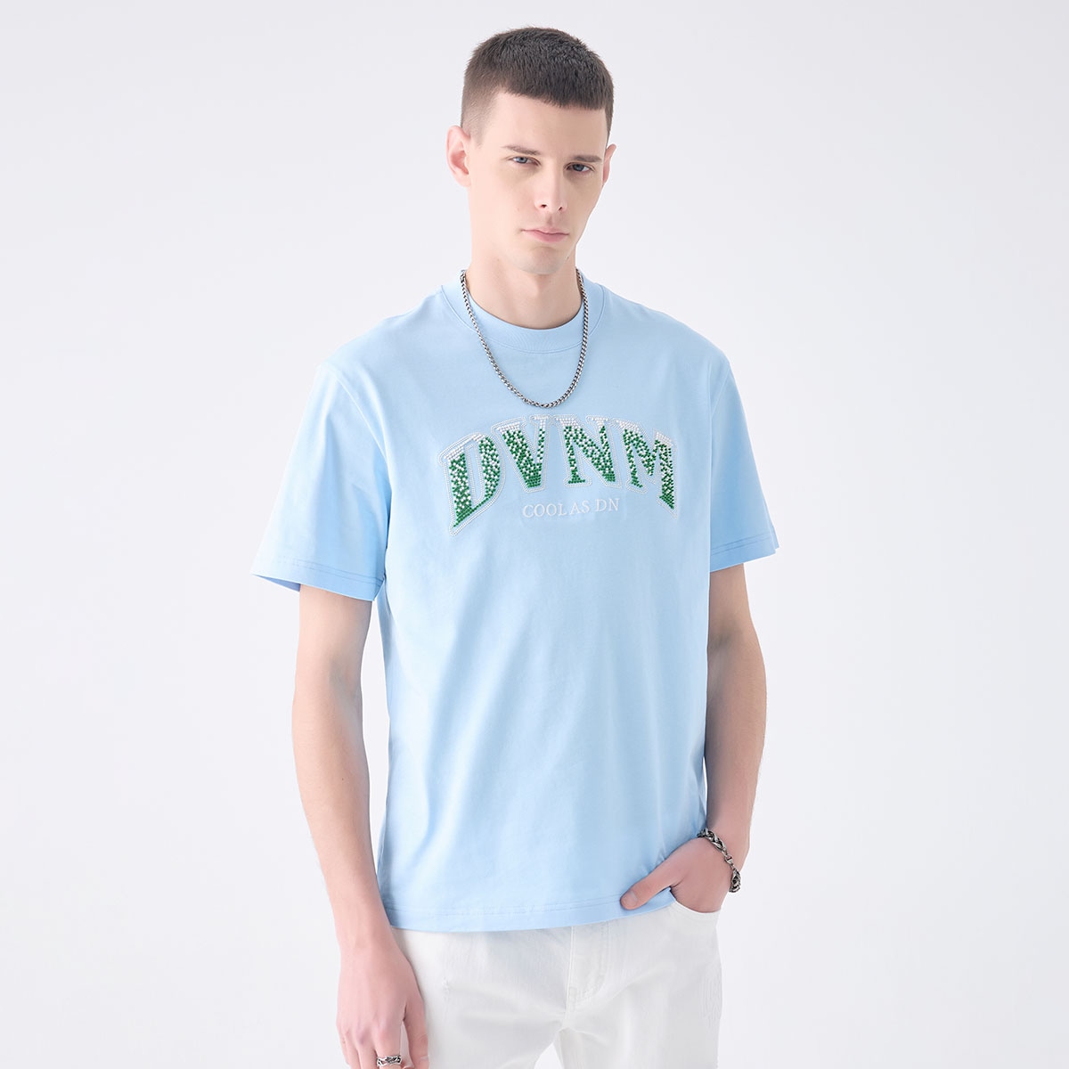 David Naman SS24 Cotton Colorblock Embroidered Tee — фото 2