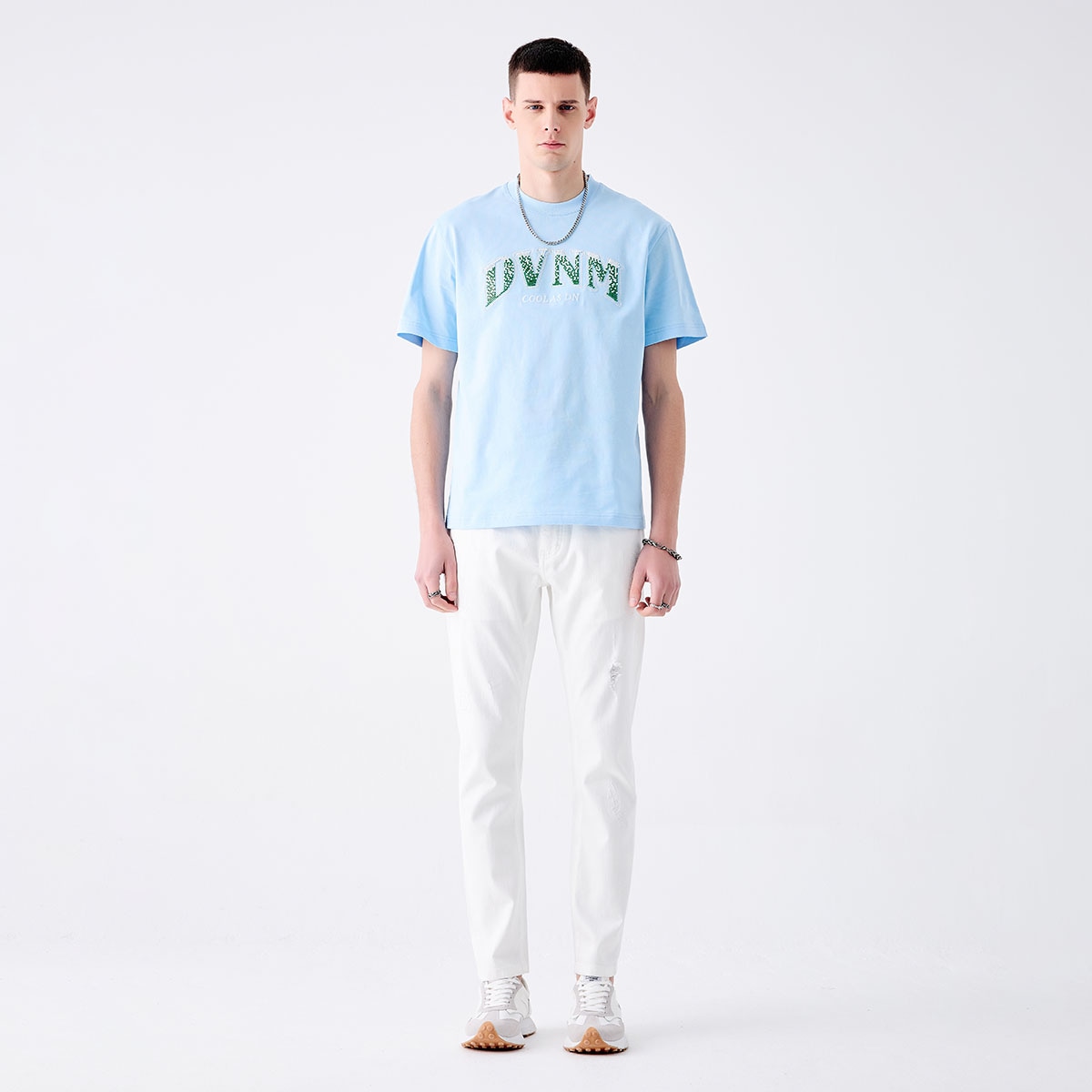 David Naman SS24 Cotton Colorblock Embroidered Tee — фото 4