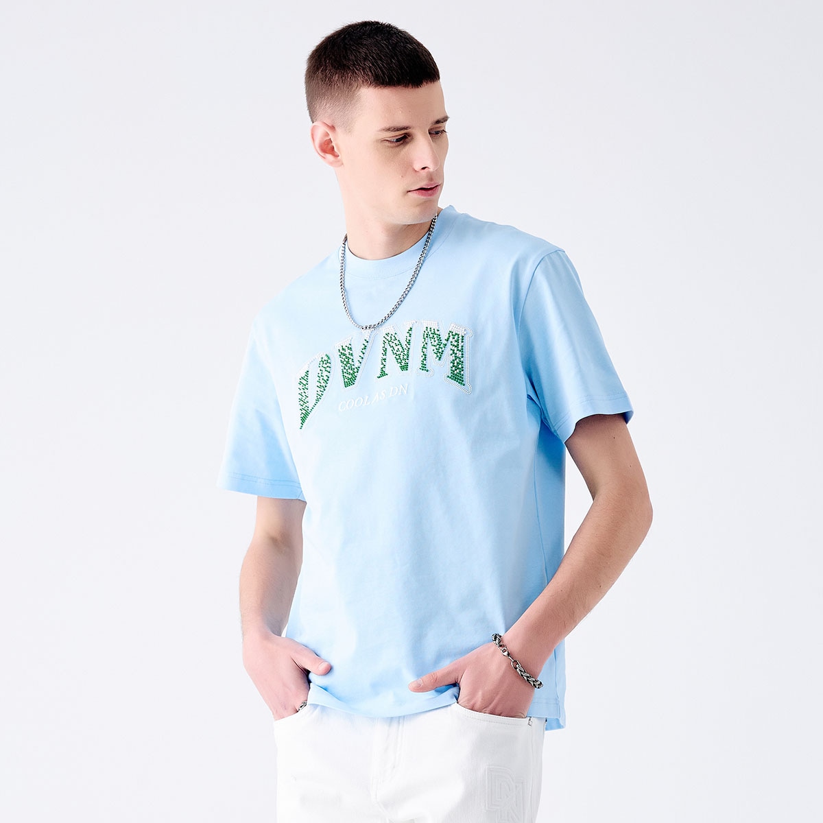 David Naman SS24 Cotton Colorblock Embroidered Tee — фото 3