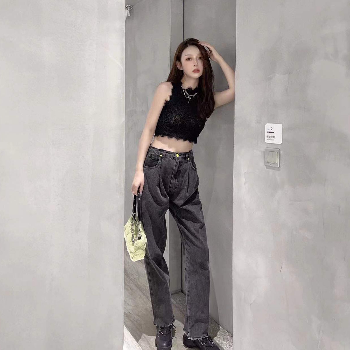 Charlie Luciano Distressed Straight Jeans Black — фото 6