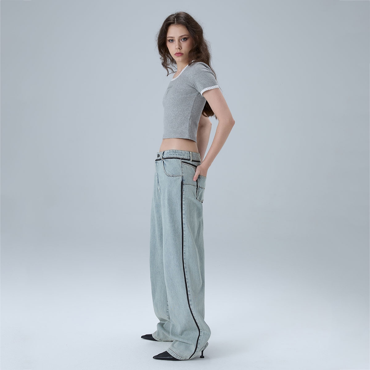 Charlie Luciano Grey White Jeans — фото 10