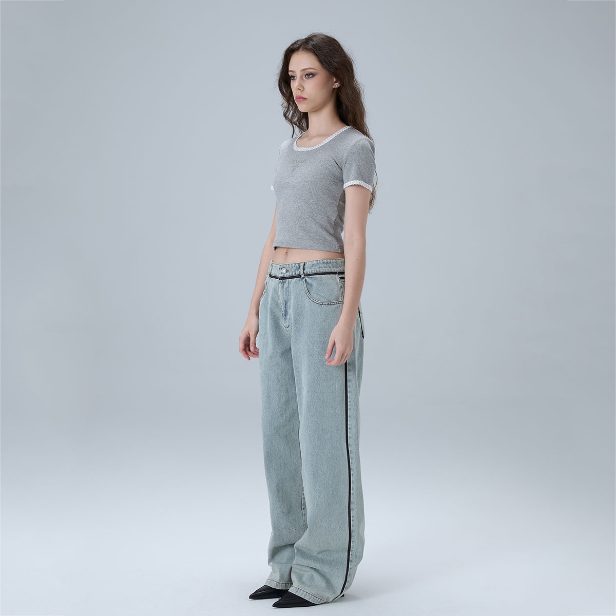 Charlie Luciano Grey White Jeans — фото 5