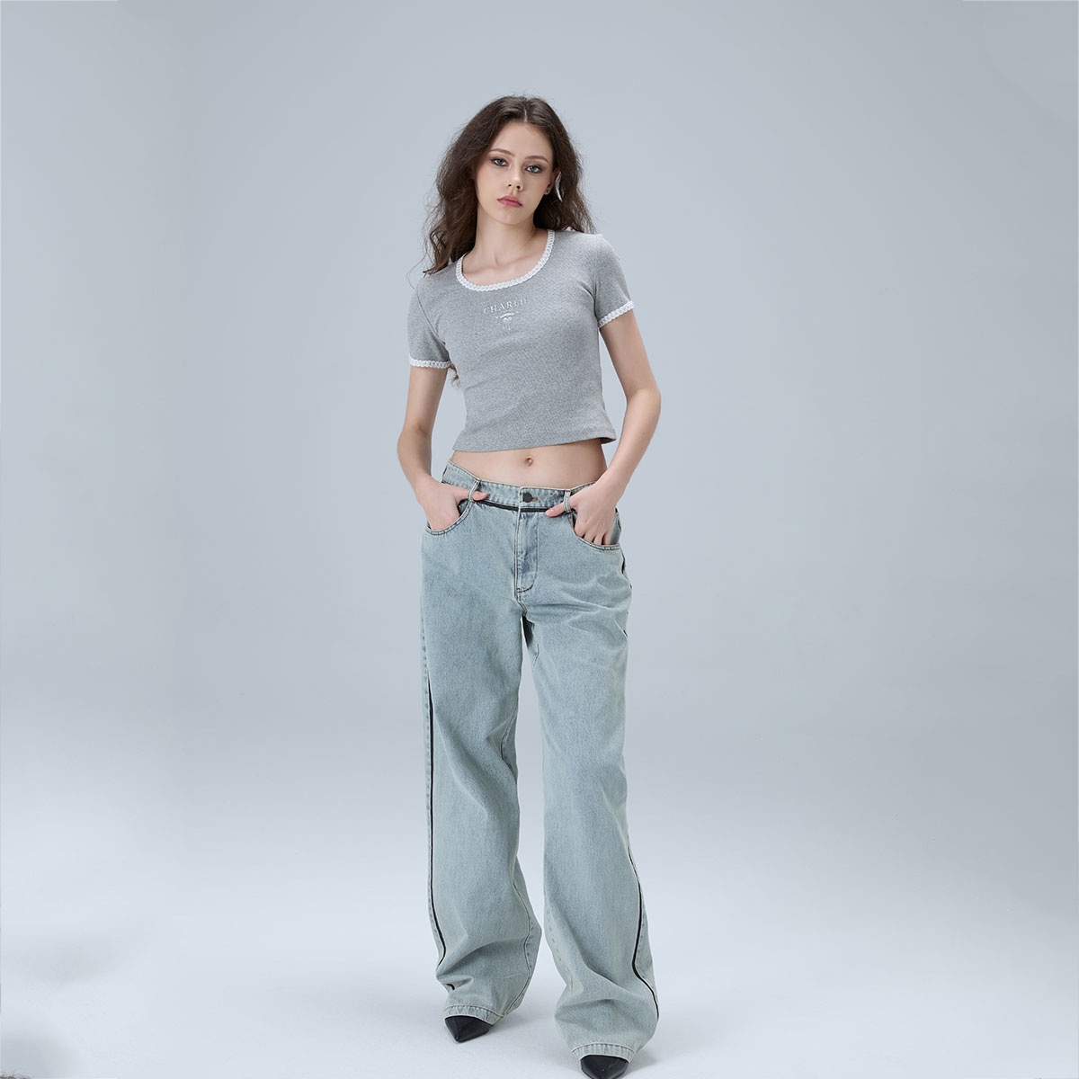 Charlie Luciano Grey White Jeans — фото 8