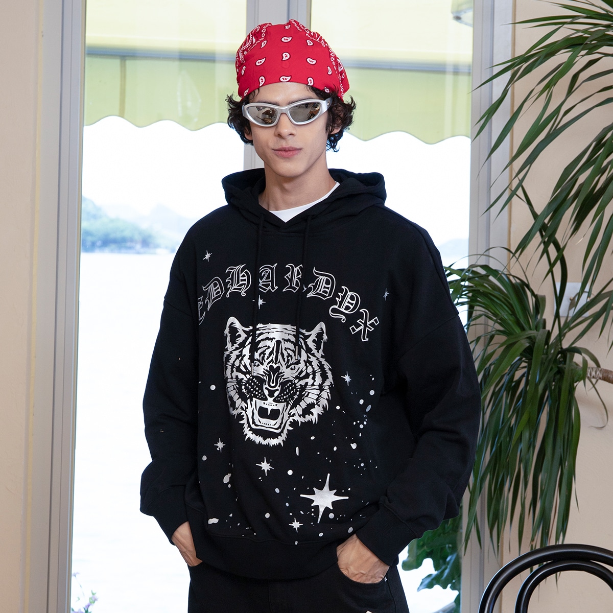 Ed Hardy X Ed Hardy Tiger Logo Hoodie Silver Starry Sky — фото 4