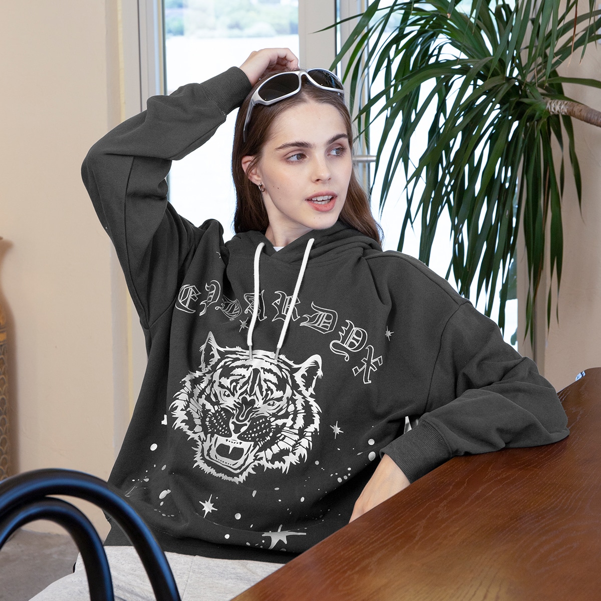 Ed Hardy X Ed Hardy Tiger Logo Hoodie Silver Starry Sky — фото 8