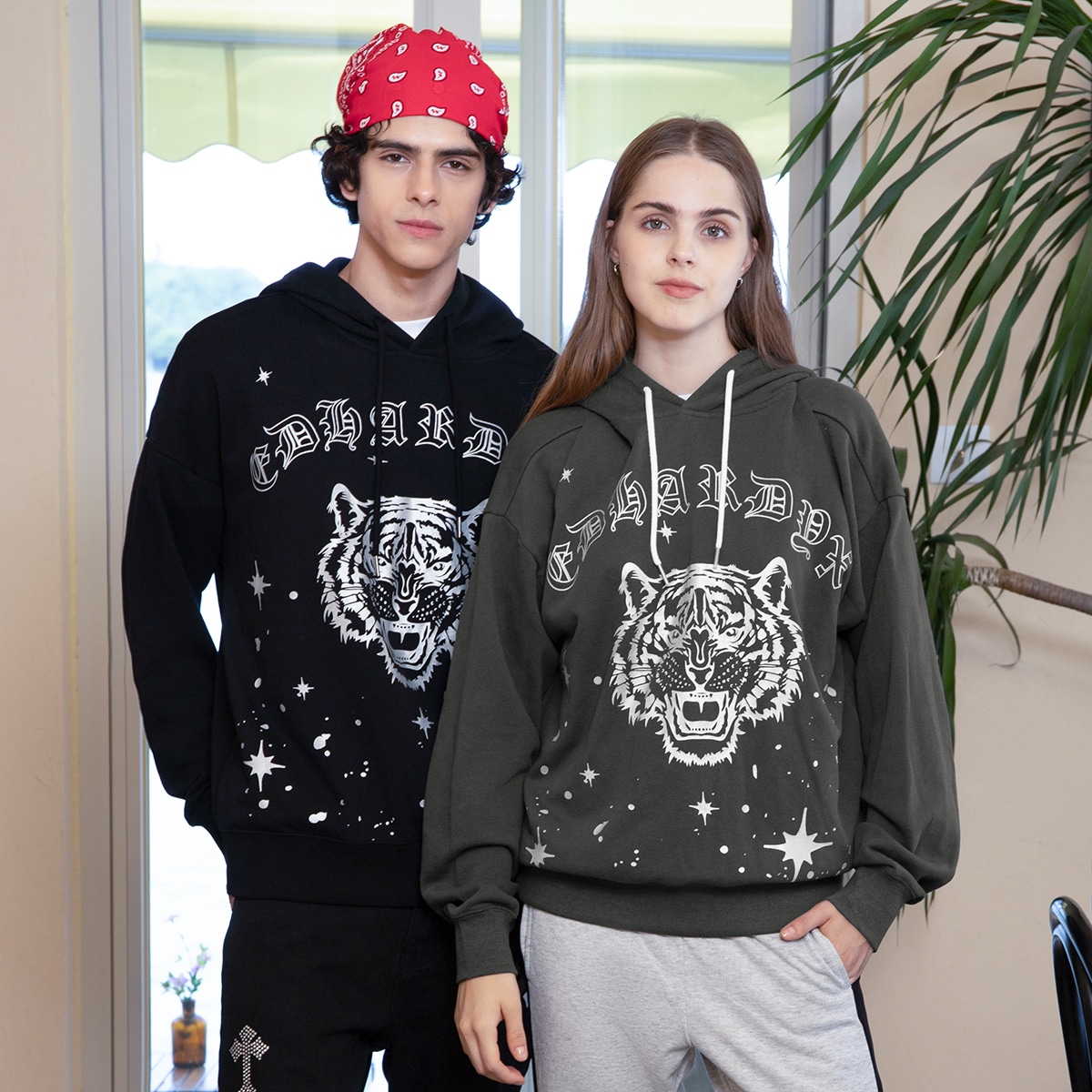 Ed Hardy X Ed Hardy Tiger Logo Hoodie Silver Starry Sky — фото 5