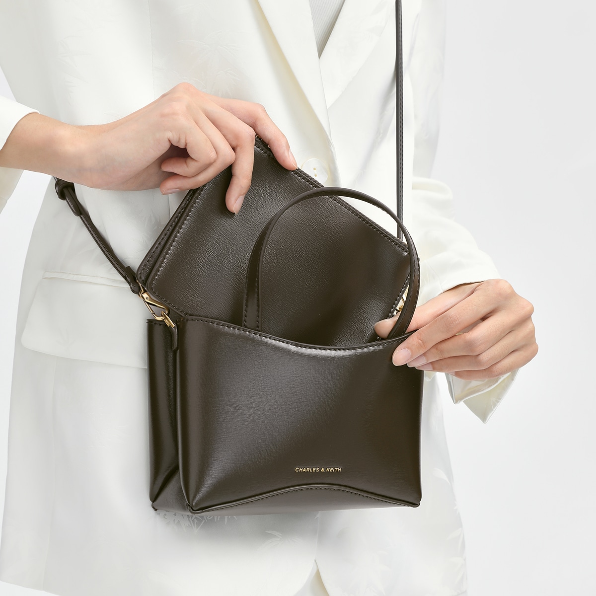 Charles&Keith CHARLESKEITH ck PU Oat Dark Moss — фото 9
