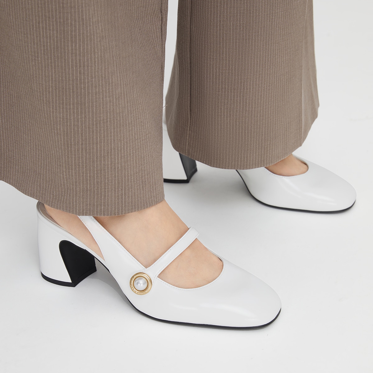 Charles&Keith CHARLESKEITH ck PU 7cm WhiteBlack Box — фото 4