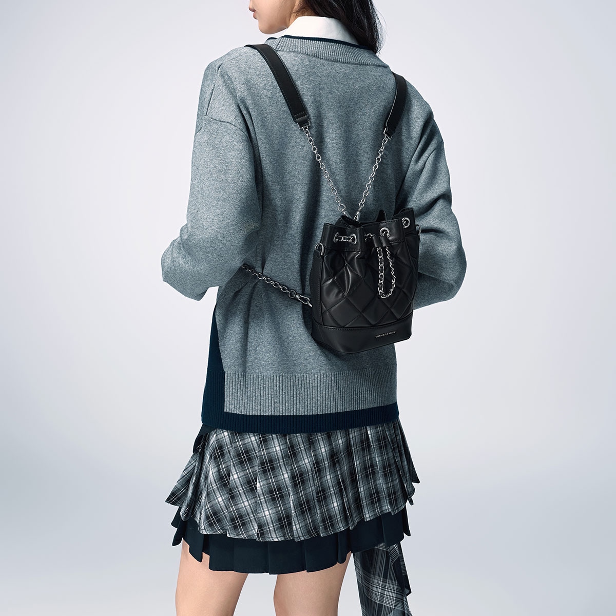 Charles&Keith Charles & Keith Quilted Chain Backpack — фото 4