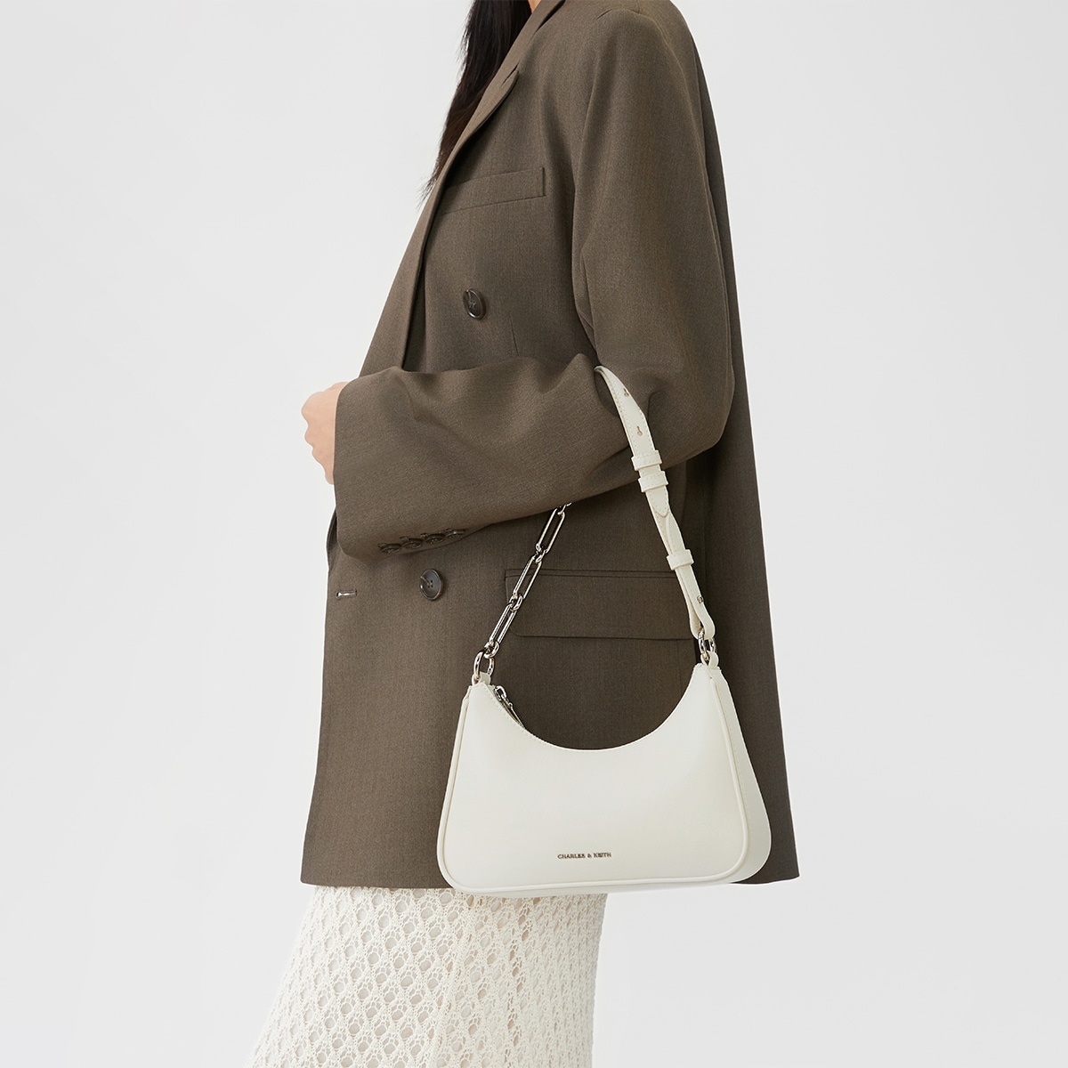 Charles&Keith CHARLESKEITH ck PU CreamNoirLight Pink — фото 8