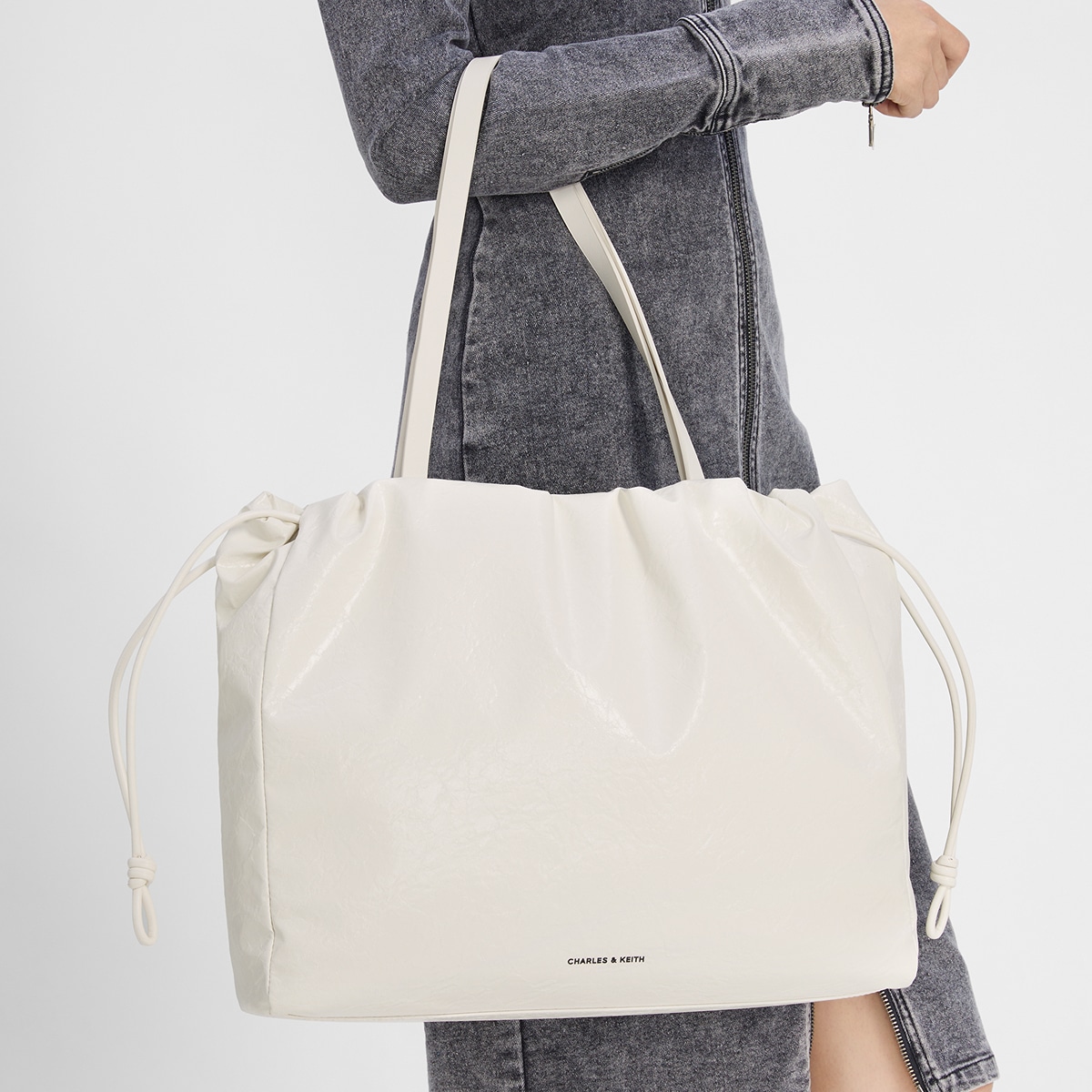 Charles&Keith CHARLESKEITH ck PU CreamBlack — фото 4