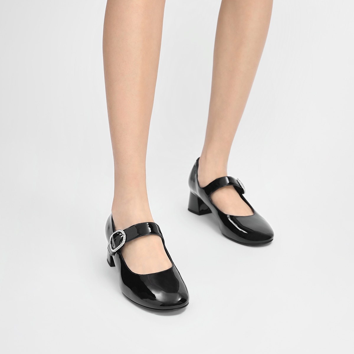 Charles&Keith CHARLESKEITH ck PU 4cm Black PatentBurgundyNude — фото 4