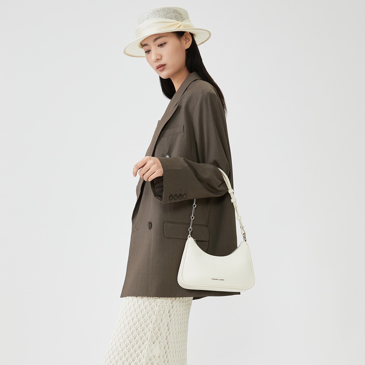 Charles&Keith CHARLESKEITH ck PU CreamNoirLight Pink — фото 7