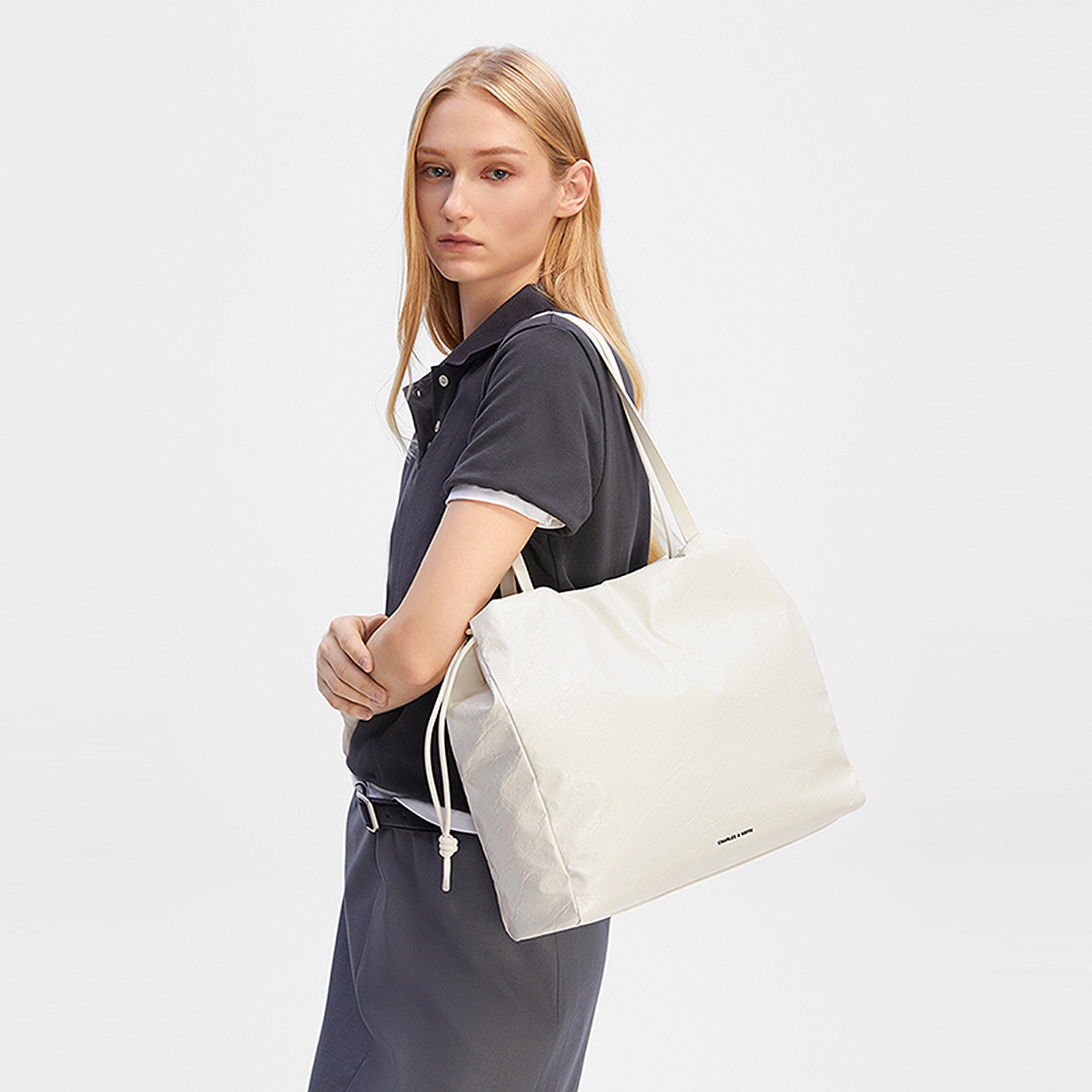 Charles&Keith CHARLESKEITH ck PU CreamBlack — фото 3