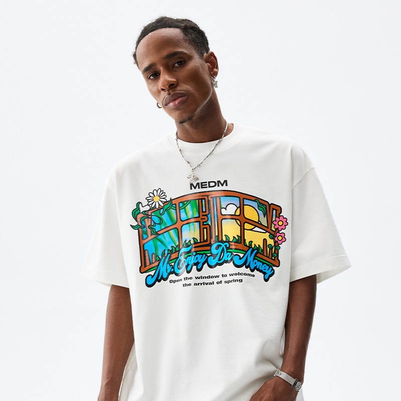 MR.ENJOYDA MONEY MEDM Sunset Cartoon Logo T-Shirt — фото 3