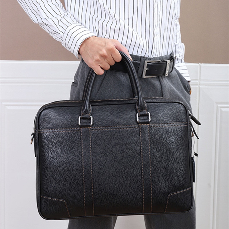 Nomk Business Leather Briefcase Large Black — фото 7