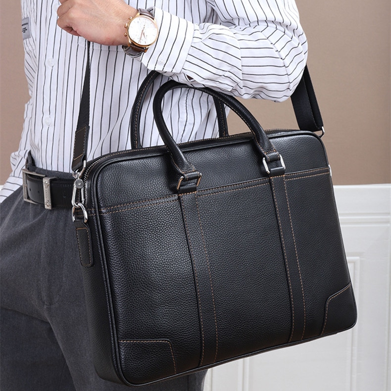Nomk Business Leather Briefcase Large Black — фото 6
