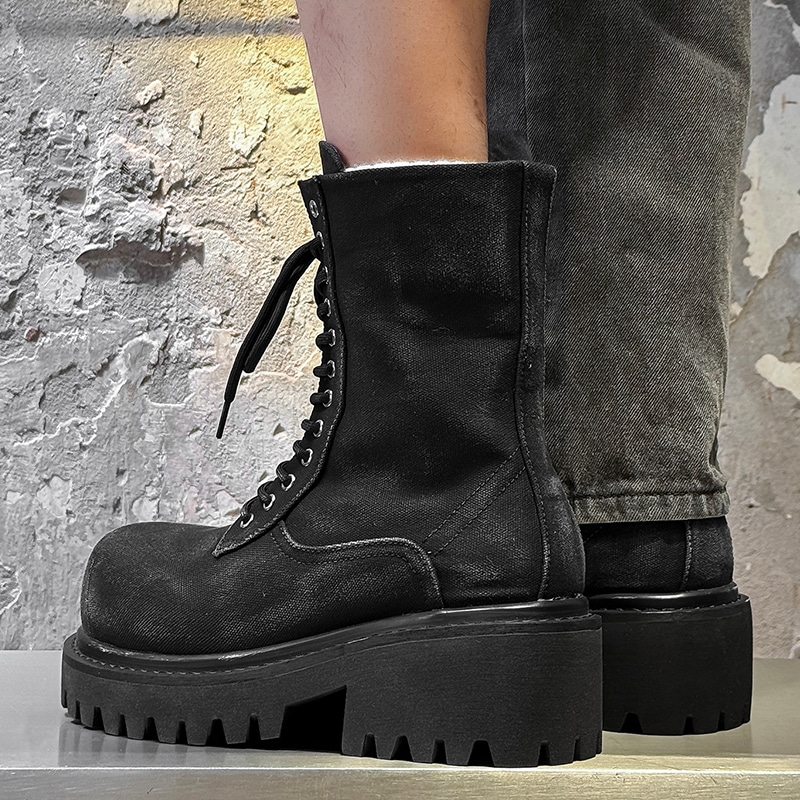 Dounkol PU Denim Work Boots 10CM Black — фото 1