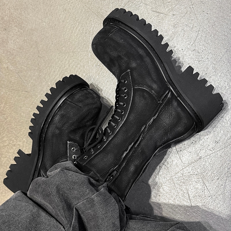 Dounkol PU Denim Work Boots 10CM Black — фото 6