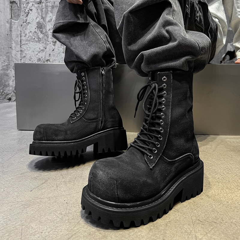 Dounkol PU Denim Work Boots 10CM Black — фото 4