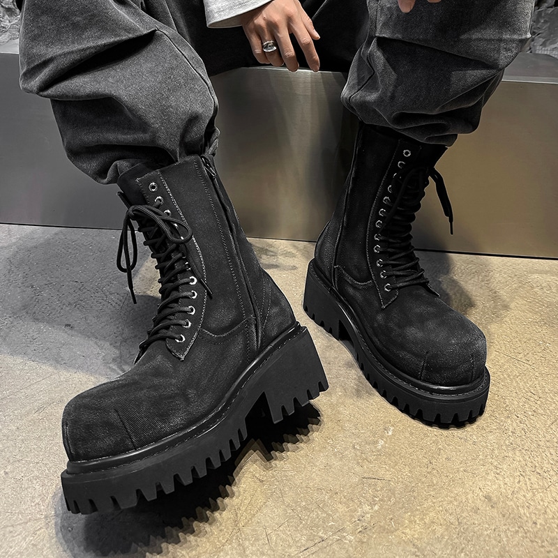 Dounkol PU Denim Work Boots 10CM Black — фото 3