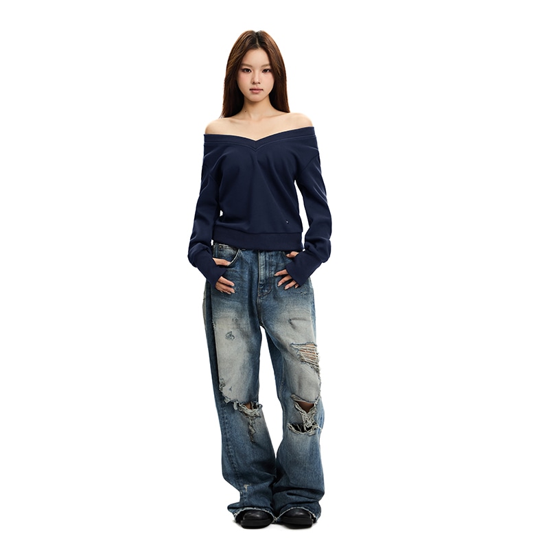 Apea V-Neck Long Sleeve Sweatshirt — фото 11