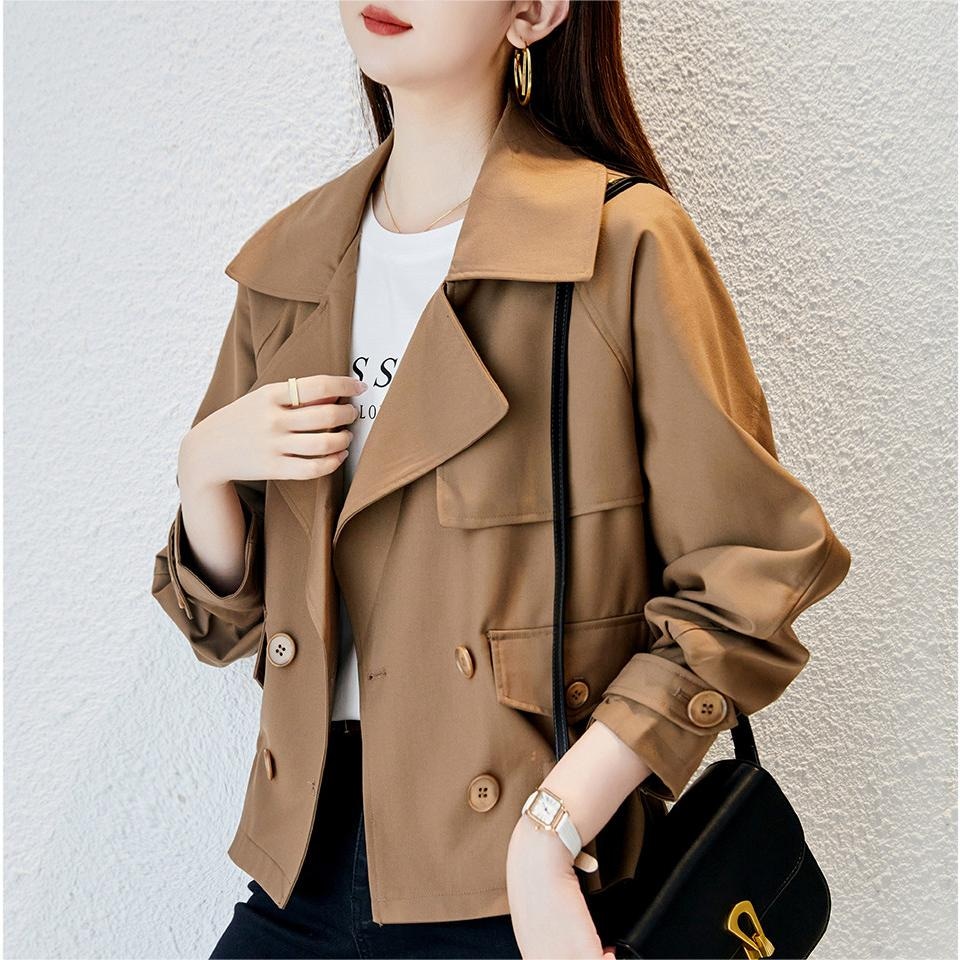 Dme 【dme】 小个子短双排扣翻领风衣 女款 — фото 5