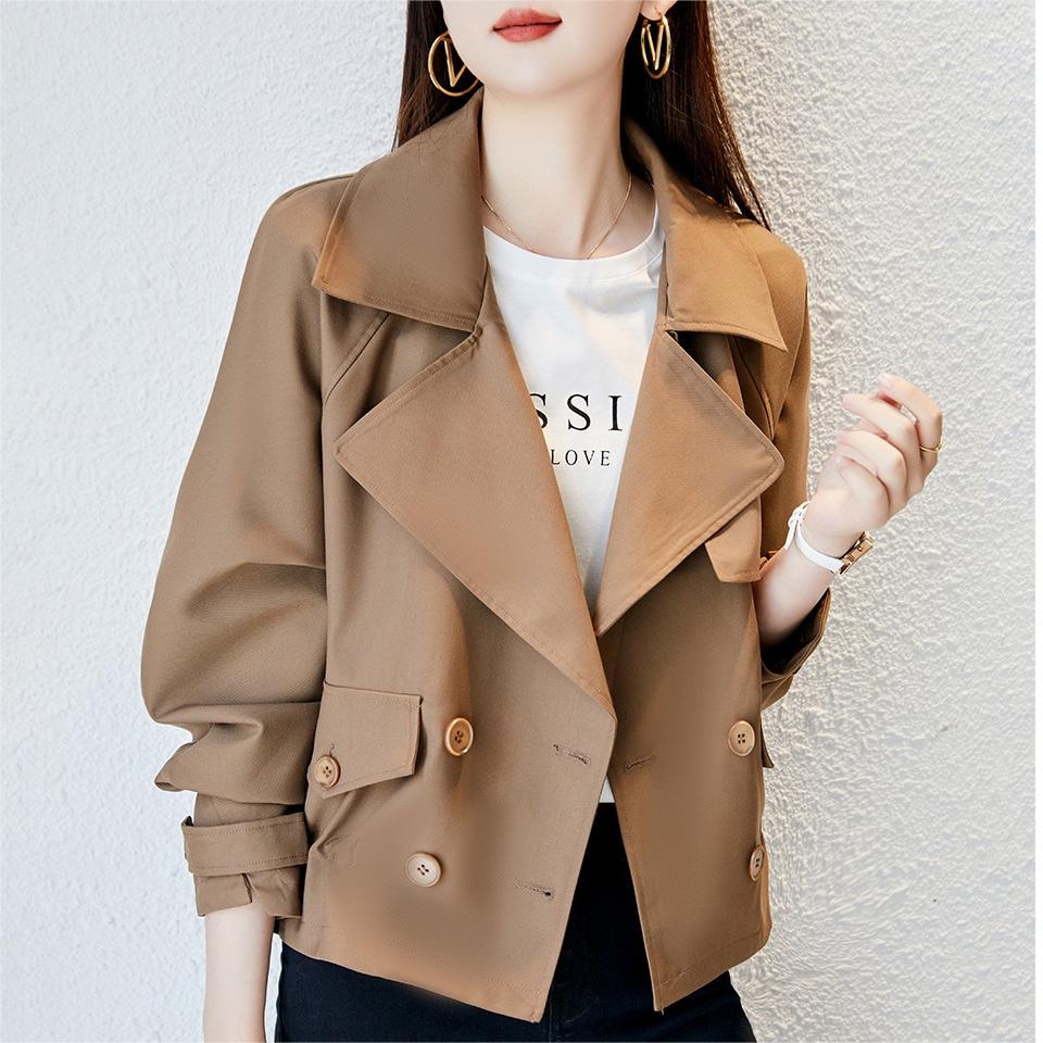 Dme 【dme】 小个子短双排扣翻领风衣 女款 — фото 4