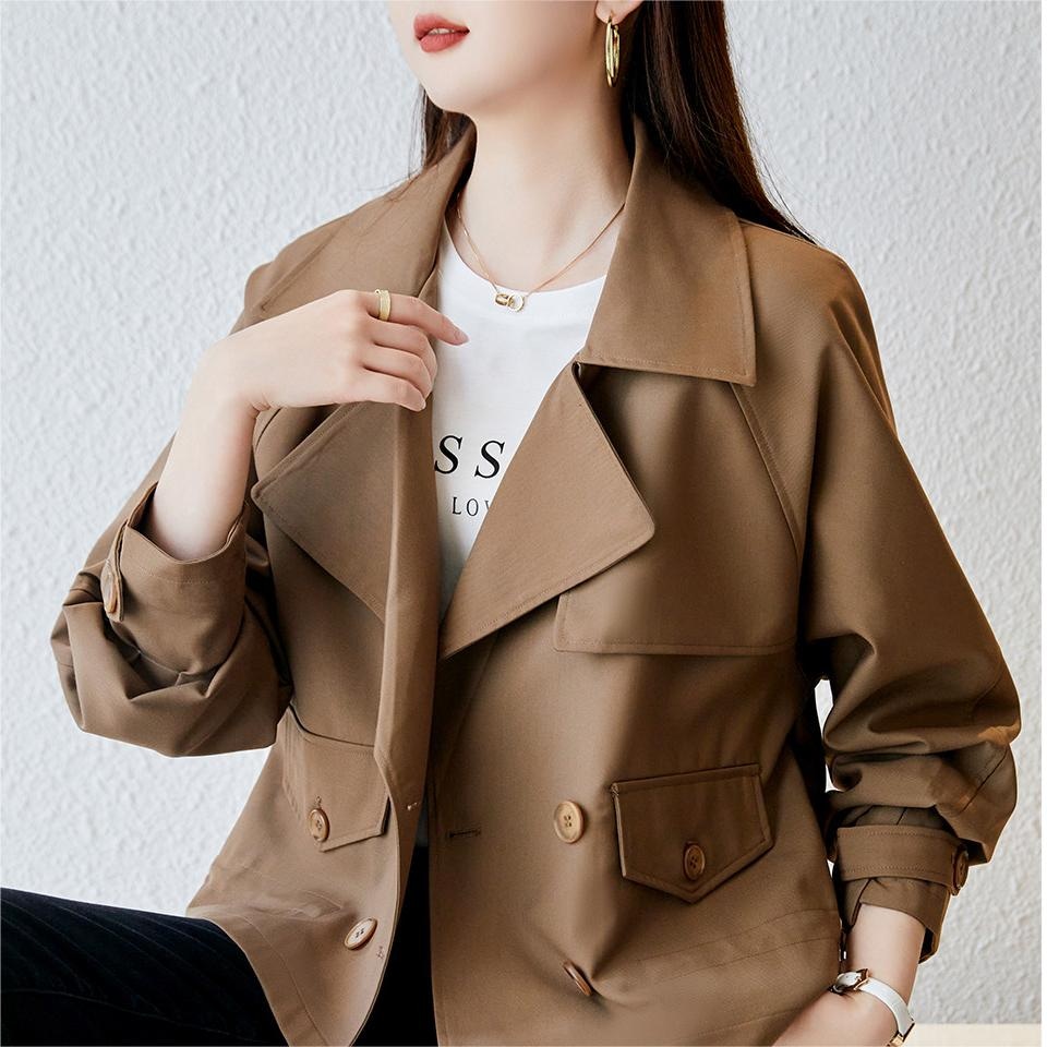 Dme 【dme】 小个子短双排扣翻领风衣 女款 — фото 6
