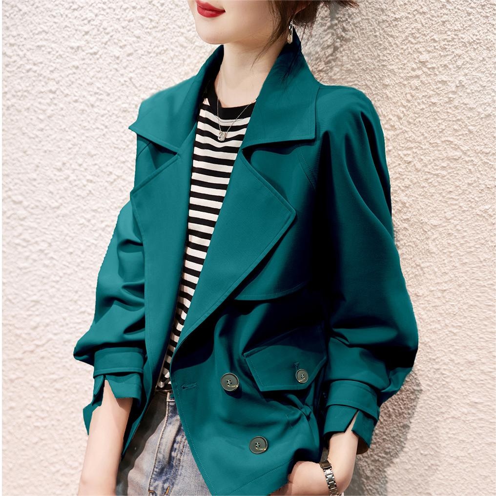 Dme 【dme】 小个子短双排扣翻领风衣 女款 — фото 9
