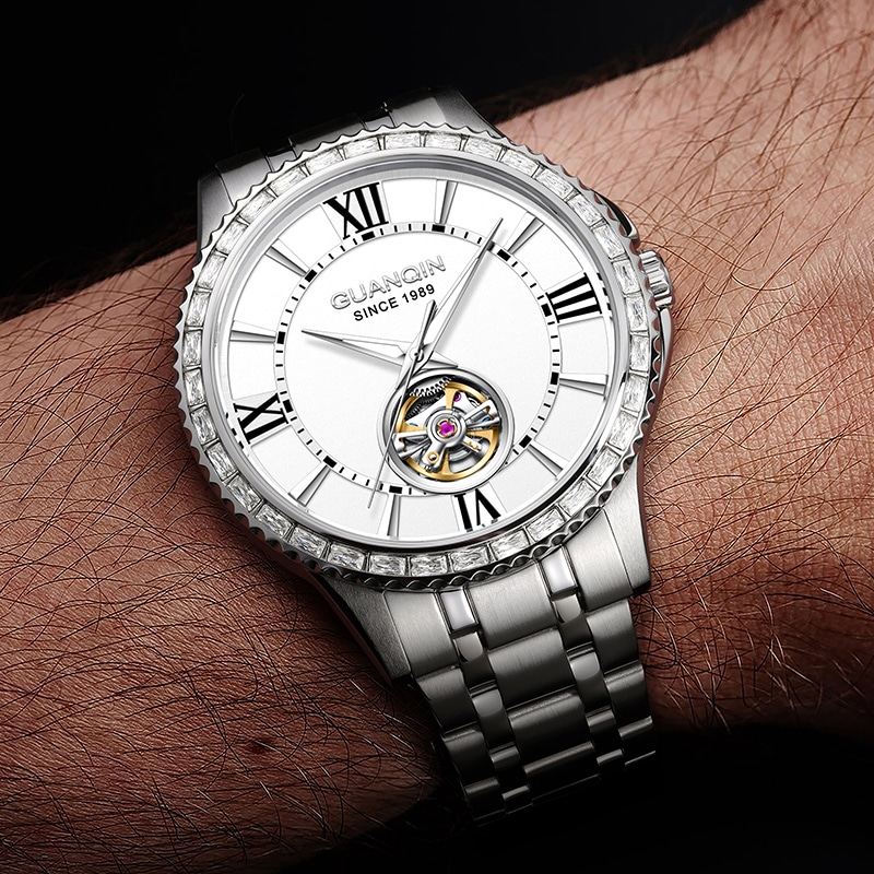 冠琴 Guanqin Sparkling Series Skeleton Flywheel Mechanical Watch — фото 3