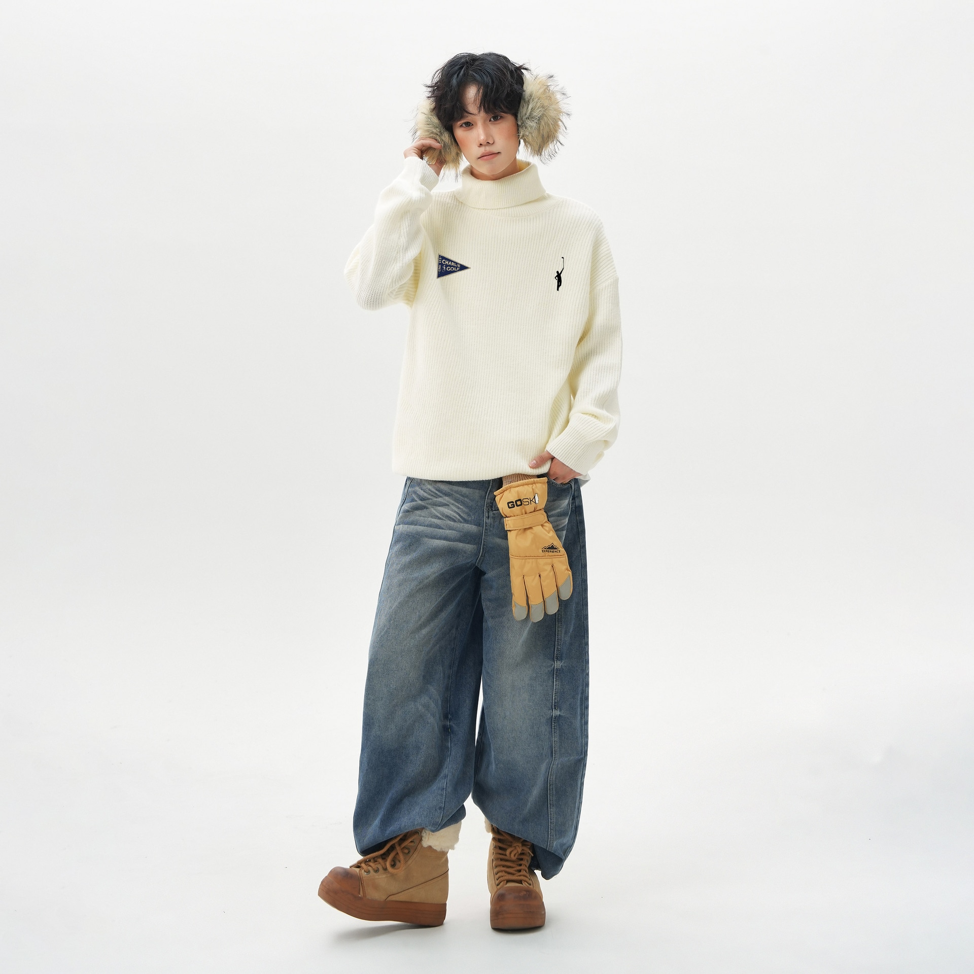 Charlie Golf Basic Logo Turtleneck Sweater — фото 10