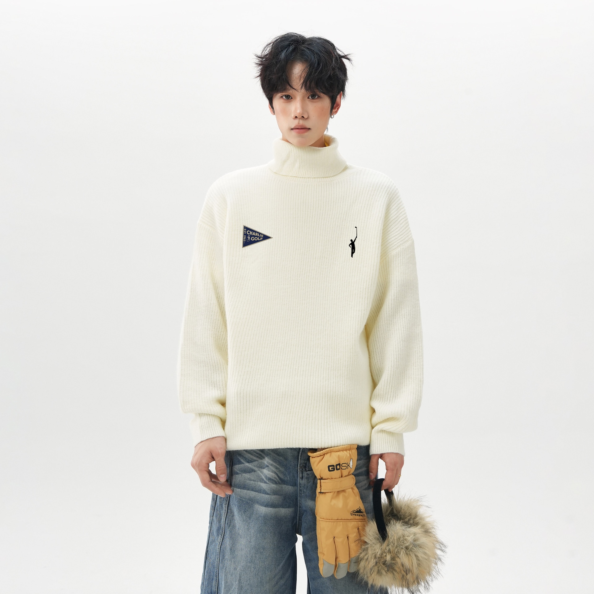 Charlie Golf Basic Logo Turtleneck Sweater — фото 8