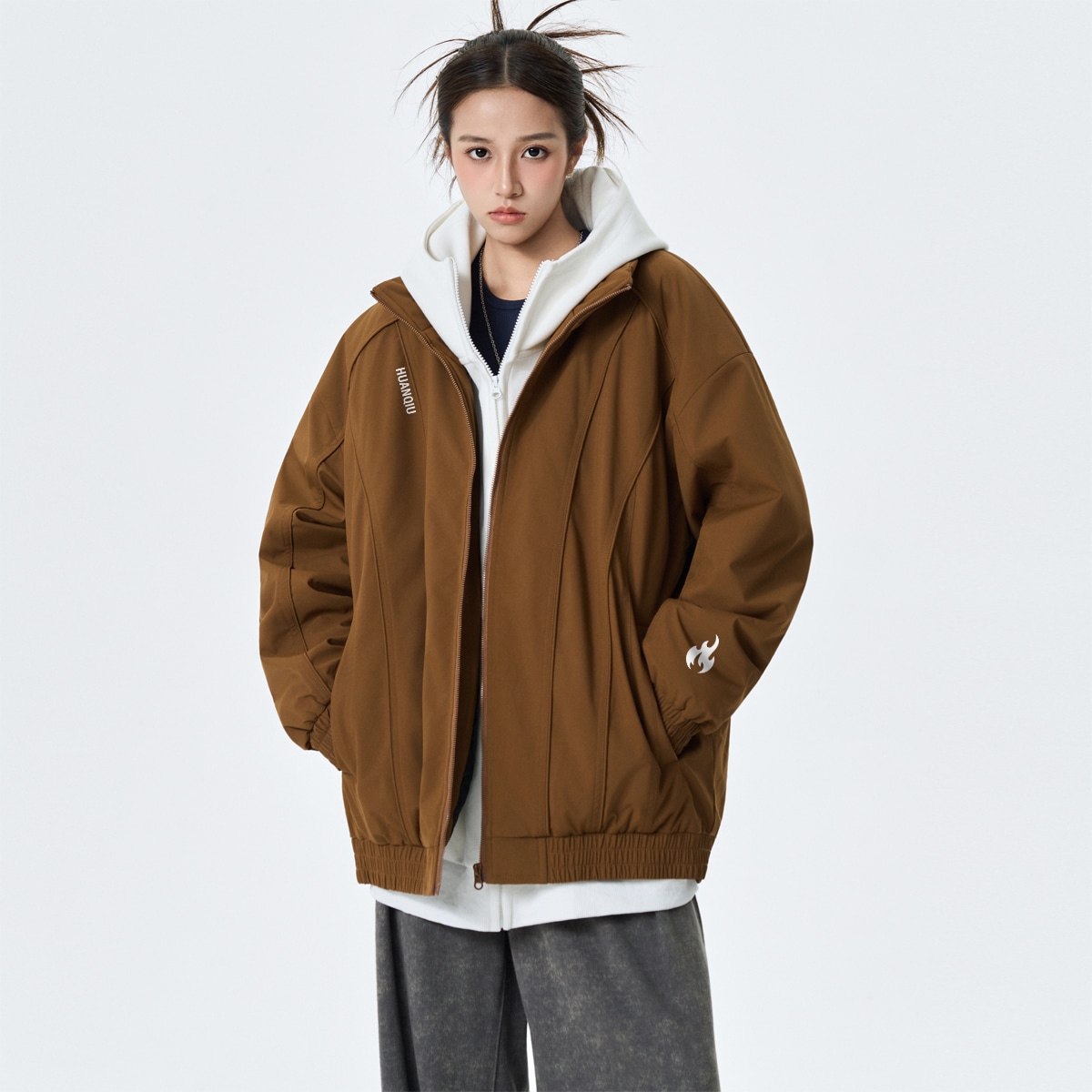 Huanqiu Classic Flame Logo Zip-Up Jacket — фото 8