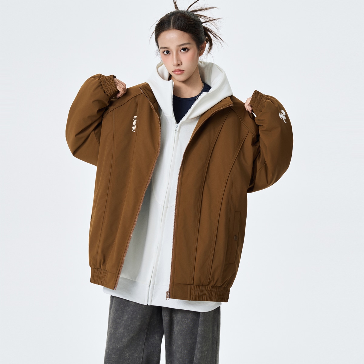 Huanqiu Classic Flame Logo Zip-Up Jacket — фото 9