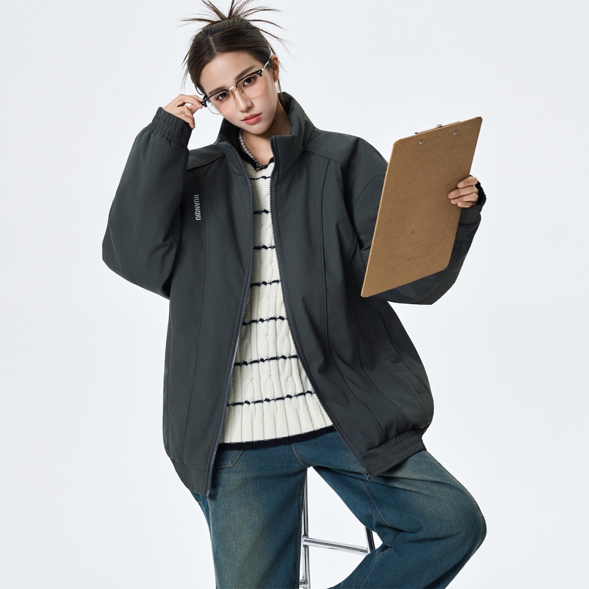 Huanqiu Classic Flame Logo Zip-Up Jacket — фото 4
