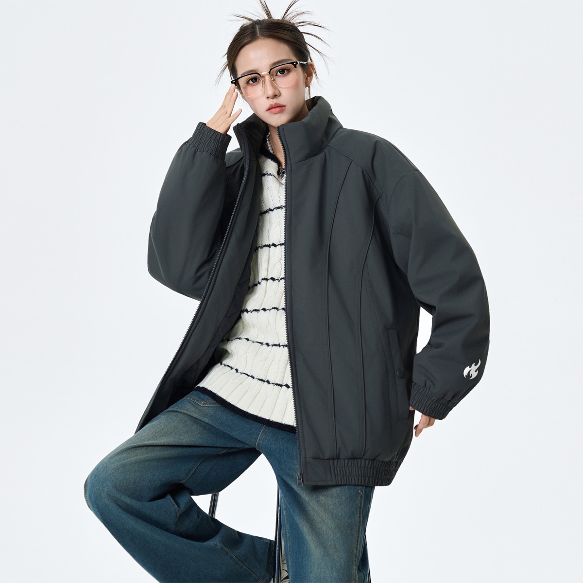 Huanqiu Classic Flame Logo Zip-Up Jacket — фото 3