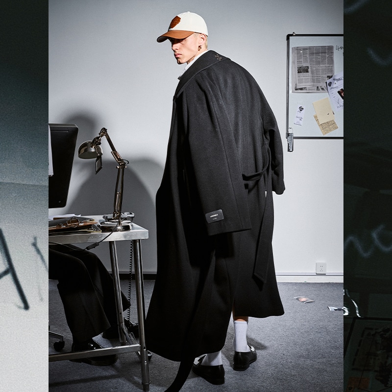 455Emble Wool Robe Coat Black — фото 4