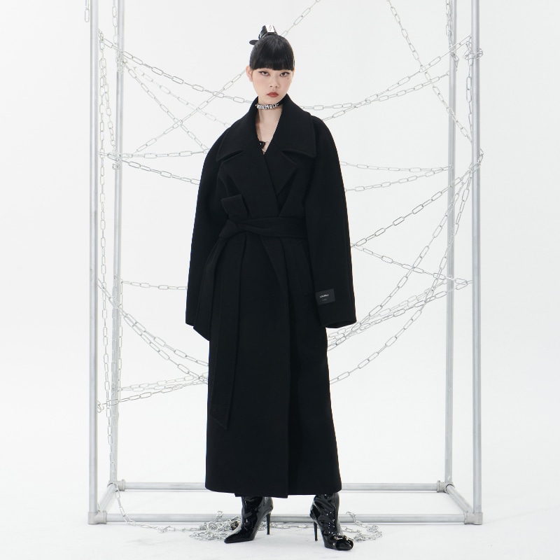 455Emble Wool Robe Coat Black — фото 9