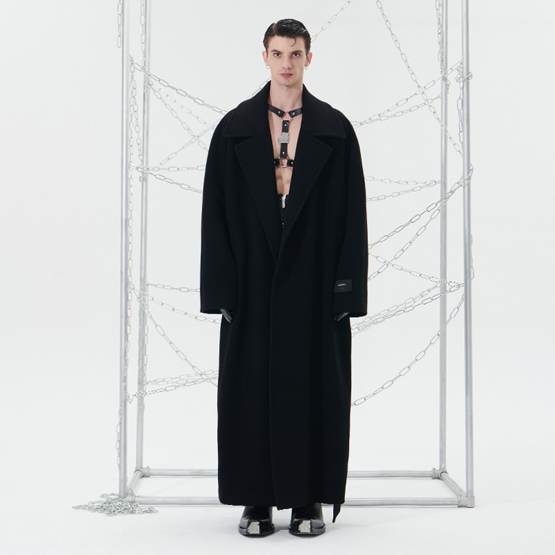 455Emble Wool Robe Coat Black — фото 8