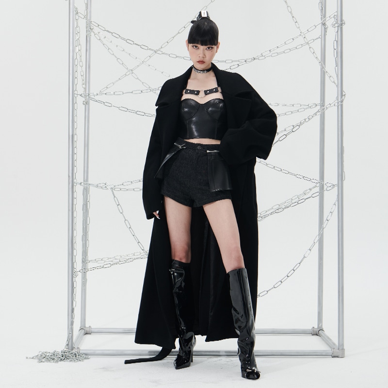 455Emble Wool Robe Coat Black — фото 7