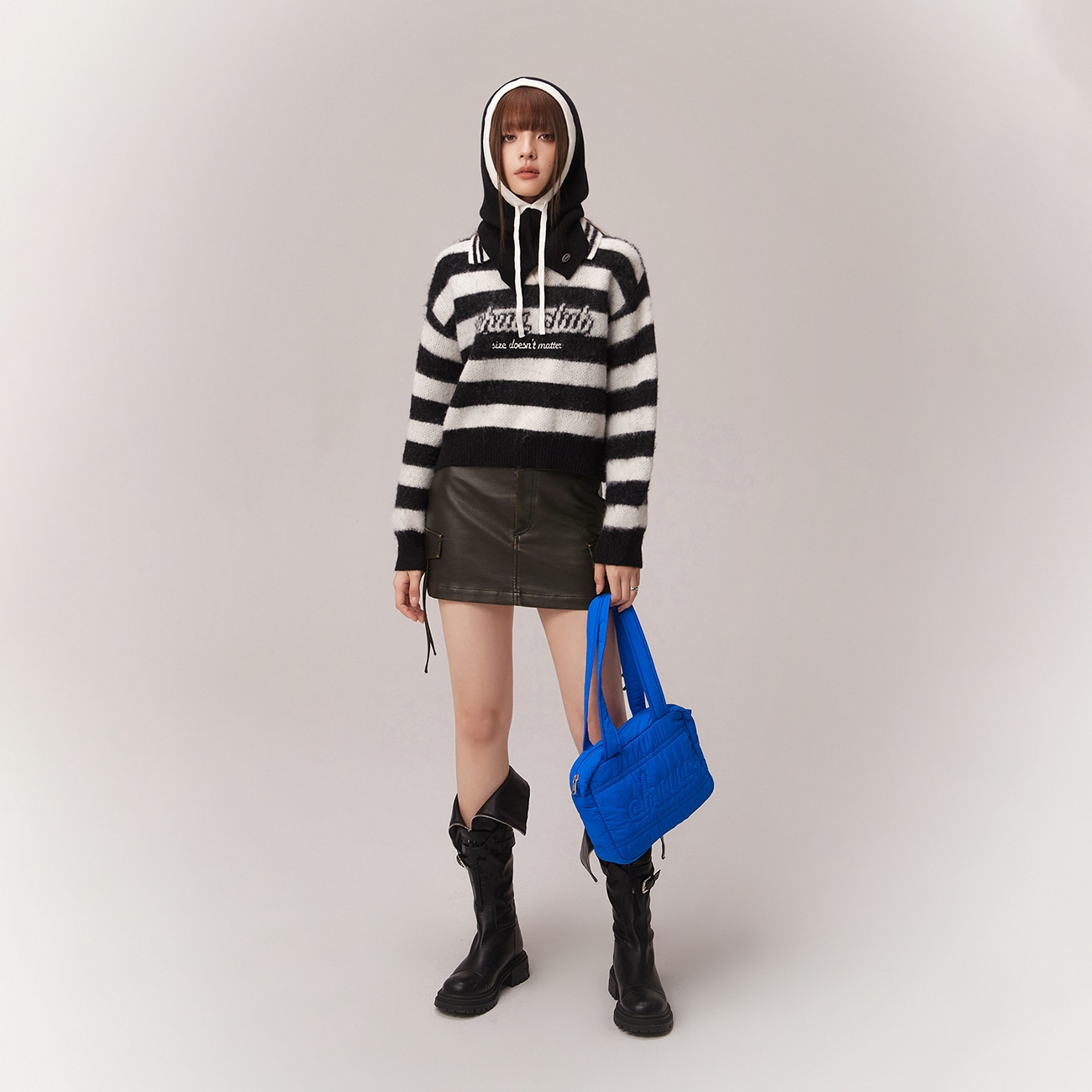 Chuu Sweater Black White Stripes — фото 9