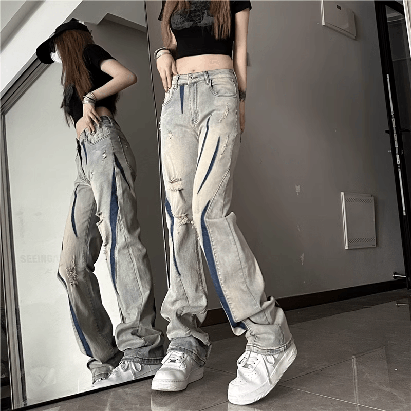 Panda Adevil Tie-Dye Distressed Jeans Yellow Clay — фото 2