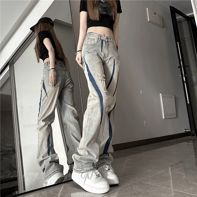 Panda Adevil Tie-Dye Distressed Jeans Yellow Clay — фото 4