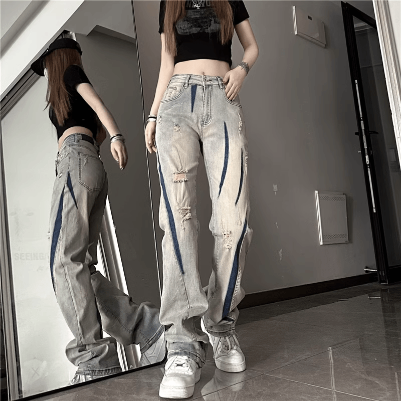 Panda Adevil Tie-Dye Distressed Jeans Yellow Clay — фото 1