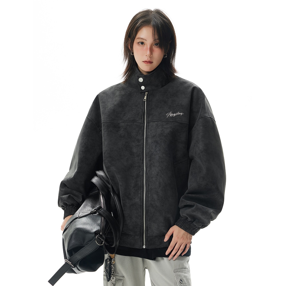 Meipin Tang Retro Logo Leather Jacket — фото 7